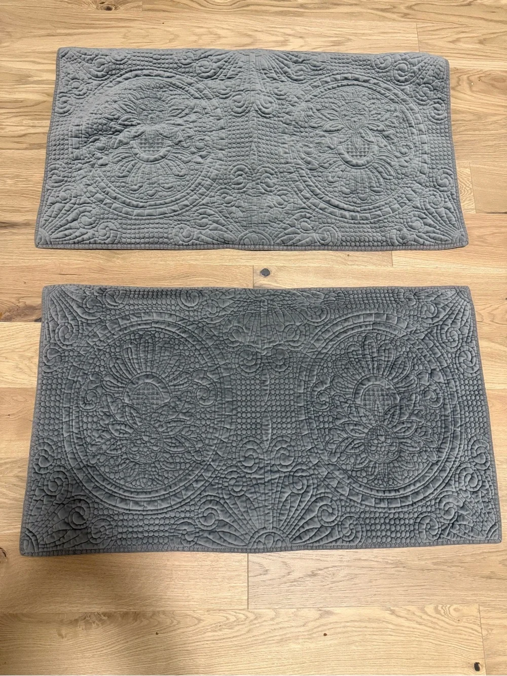 Pottery Barn Velvet Charcoal Quilted Shams - Medallion Pattern set of 2